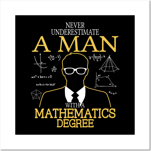 NEVER UNDERESTIMATE A MAN WITH  MATH DEGREE Wall Art by BlackSideDesign